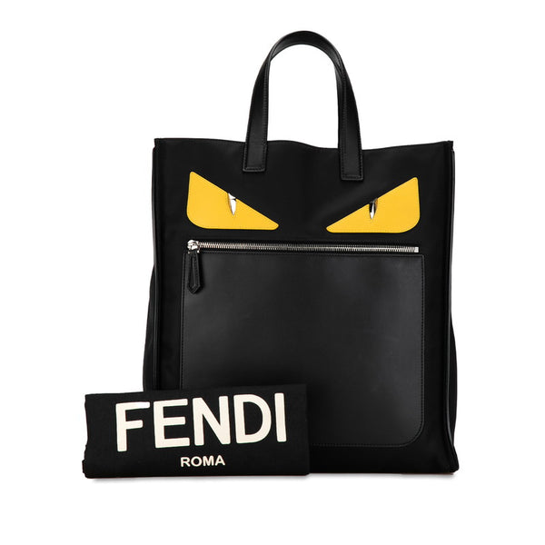 フェンディ バグズモンスター トートバッグ ハンドバッグ 7VA367 ブラック ナイロン レザー レディース FENDI 【中古】