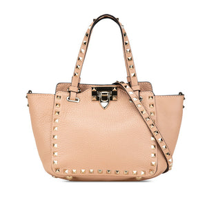 ヴァレンチノ ロックスタッズ ハンドバッグ ショルダーバッグ 2WAY ピンク レザー レディース Valentino 【中古】