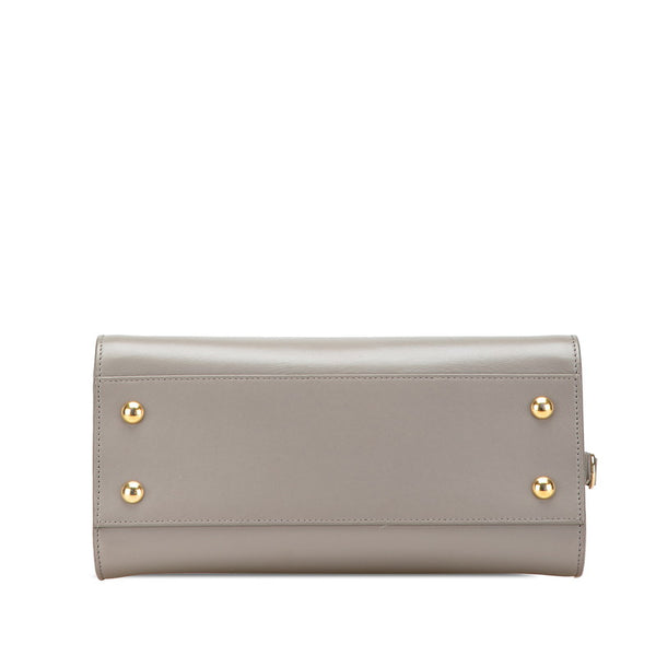 サンローラン YSLロゴ ベイビーカバス ハンドバッグ ショルダーバッグ 2WAY グレー レザー レディース SAINT LAURENT 【中古】