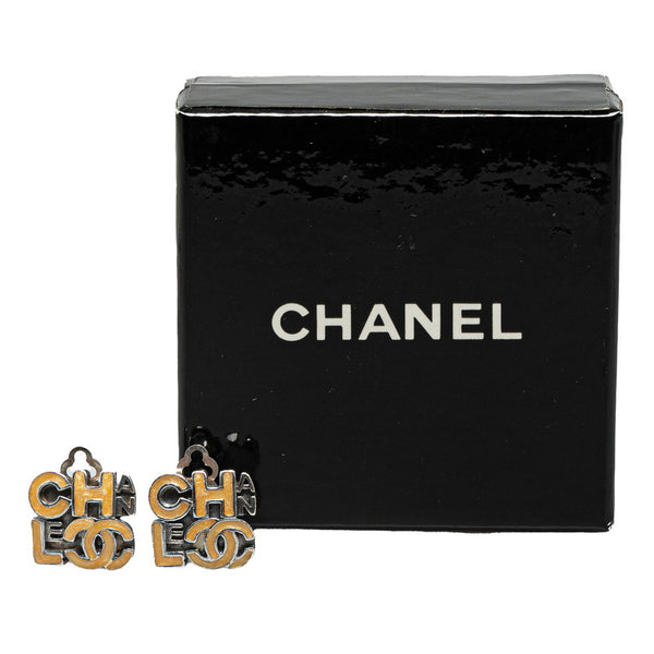 シャネル ロゴ イヤリング シルバー ベージュ メタル レディース CHANEL 【中古】