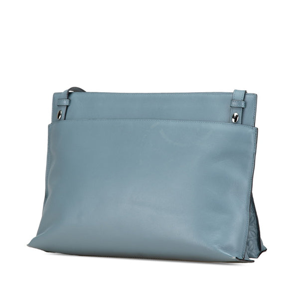 ロエベ リピートアナグラム 斜め掛け ショルダーバッグ ブルー レザー レディース LOEWE 【中古】