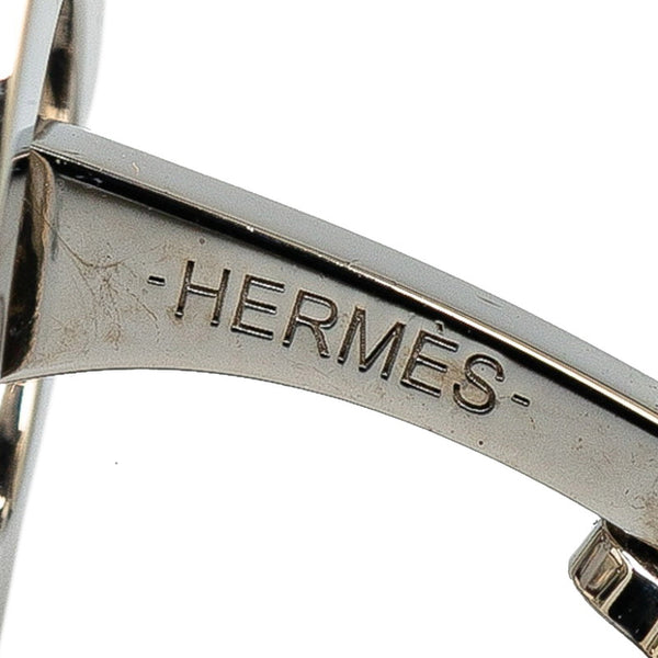 エルメス シェーヌダンクル カフス シルバー ブラウン メタル ウッド メンズ HERMES 【中古】