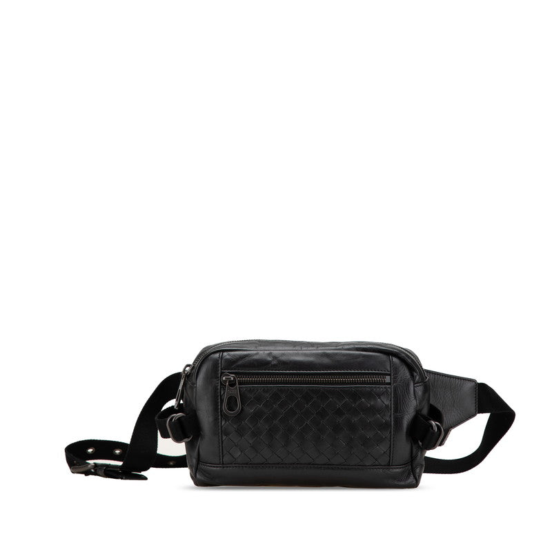 ボッテガヴェネタ イントレチャート ボディバッグ ウエストバッグ ブラック レザー レディース BOTTEGAVENETA 【中古】