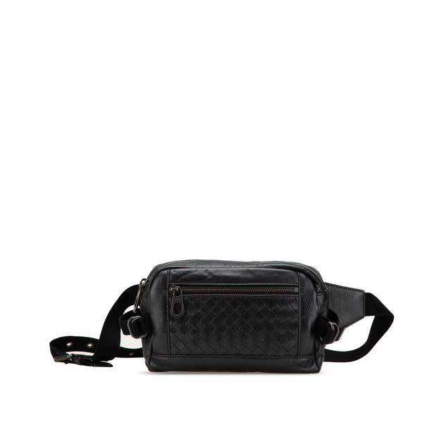 ボッテガヴェネタ イントレチャート ボディバッグ ウエストバッグ ブラック レザー レディース BOTTEGAVENETA 【中古】