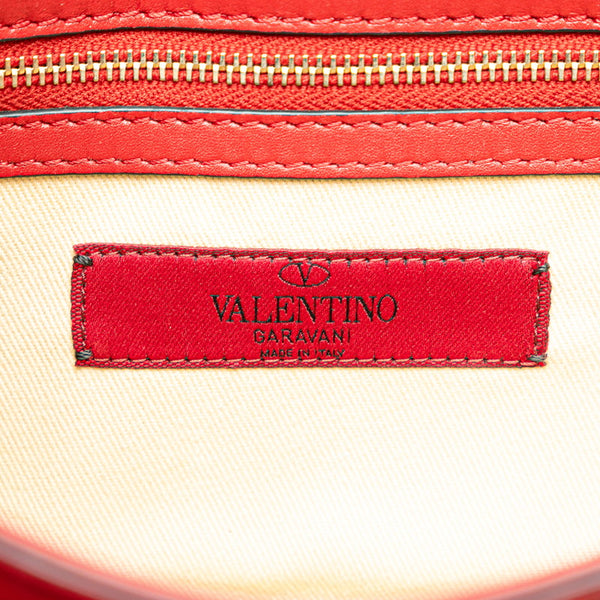 ヴァレンチノ ロックスタッズ チェーンショルダーバッグ レッド ゴールド レザー レディース Valentino 【中古】