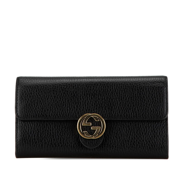 グッチ インターロッキングG 長財布 598166 ブラック レザー レディース GUCCI 【中古】