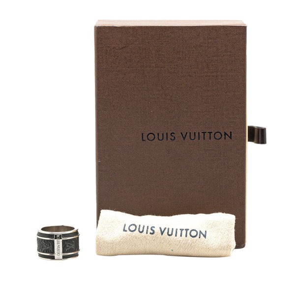 ルイ ヴィトン モノグラム エクリプス バーグ リング 指輪 ＃L M68206 シルバー ブラック メタル PVC メンズ LOUIS VUITTON 【中古】