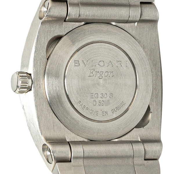 ブルガリ エルゴン 腕時計 EG30S クオーツ ブラック文字盤 ステンレススチール レディース BVLGARI 【中古】