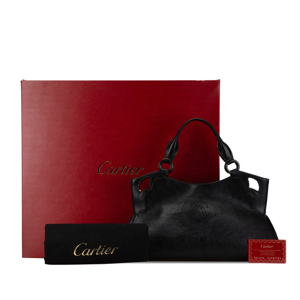 カルティエ マルチェロ ドゥ カルティエ ハンドバッグ ブラック レザー レディース CARTIER 【中古】