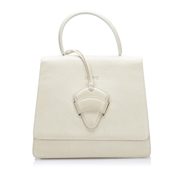 ロエベ バルセロナ ハンドバッグ ショルダーバッグ 2WAY ベージュ ホワイト レザー レディース LOEWE 【中古】