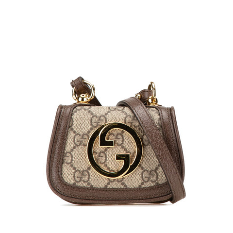 グッチ GGスプリーム インターロッキングG ブロンディ ショルダーバッグ 698635 ブラウン PVC レザー レディース GUCCI 【中古】