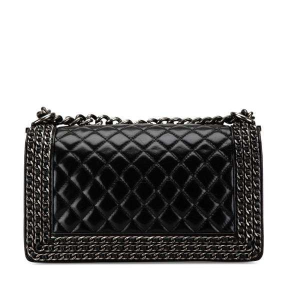 シャネル ボーイシャネル  チェーン ショルダーバッグ ブラック ラムスキン レディース CHANEL 【中古】