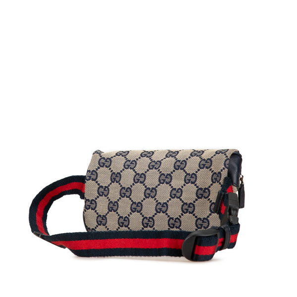 グッチ GGキャンバス シェリーライン ウエストバッグ ボディバッグ 311159 ネイビー キャンバス レザー レディース GUCCI 【中古】