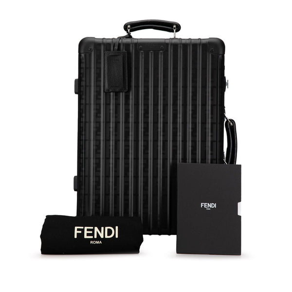 フェンディ × RIMOWA リモア ズッカ クラシック キャビンS キャリーバッグ スーツケース ブラック アルミ レザー レディース FENDI 【中古】