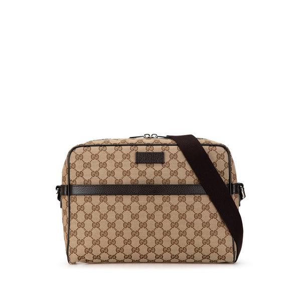 グッチ GGキャンバス 斜め掛け ショルダーバッグ 449173 ベージュ ブラウン キャンバス レザー レディース GUCCI 【中古】