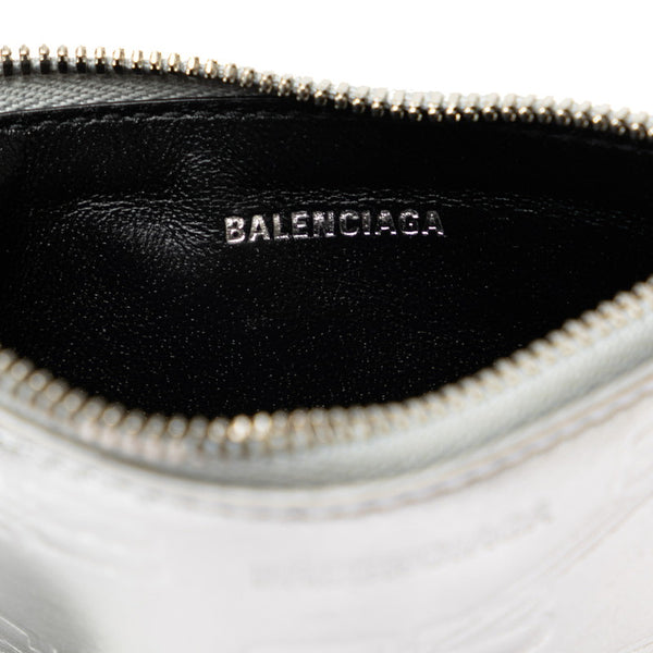 バレンシアガ ロゴ カードケース 名刺入れ 717784  シルバー レザー メンズ BALENCIAGA 【中古】