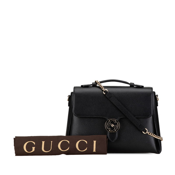 グッチ インターロッキング G ハンドバッグ チェーンショルダーバッグ 2WAY 510306 ブラック シルバー レザー レディース GUCCI 【中古】