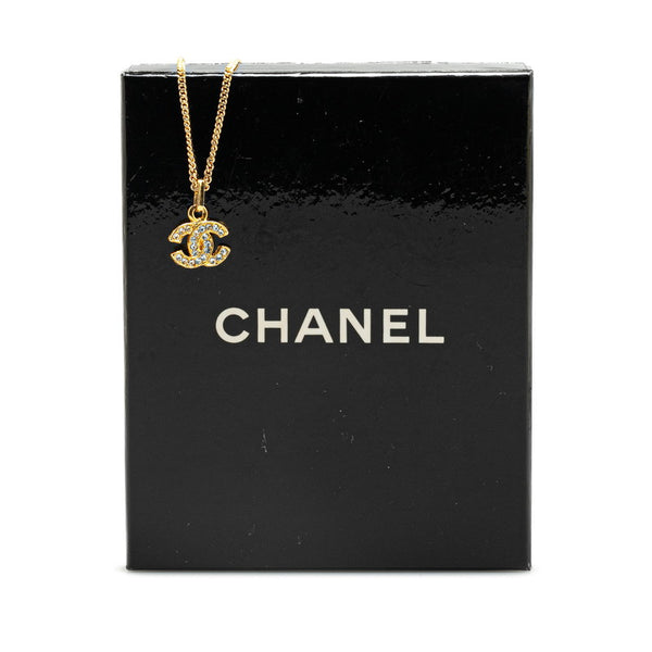 シャネル ココマーク ラインストーン ネックレス ゴールド メッキ レディース CHANEL 【中古】