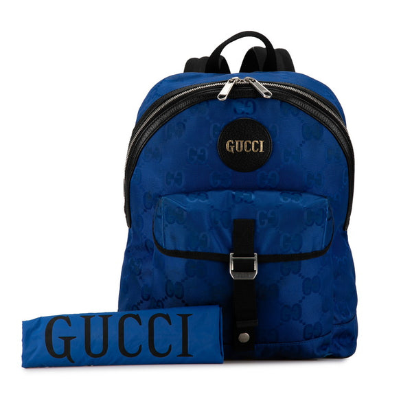 グッチ GGナイロン オフ ザ グリッド リュック バックパック 644992 ブルー ブラック ナイロン レザー レディース GUCCI 【中古】