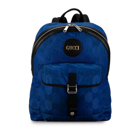 グッチ GGナイロン オフ ザ グリッド リュック バックパック 644992 ブルー ブラック ナイロン レザー レディース GUCCI 【中古】