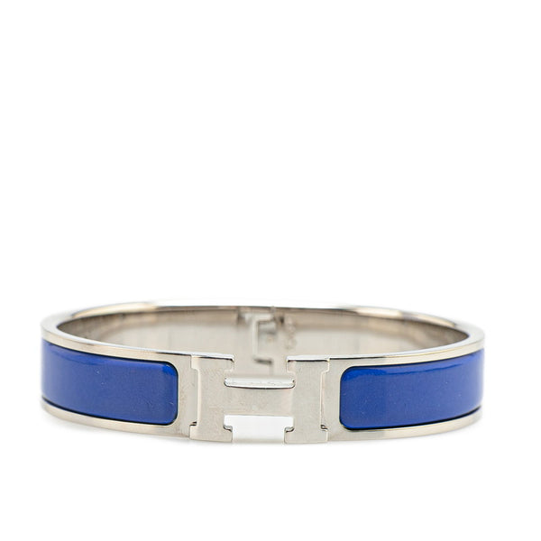 エルメス クリックH PM ブレスレット シルバー ブルー メタル レディース HERMES 【中古】