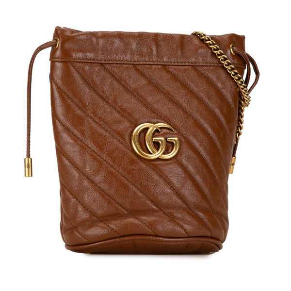 グッチ GGマーモント チェーン ショルダーバッグ 575163 ブラウン レザー レディース GUCCI 【中古】