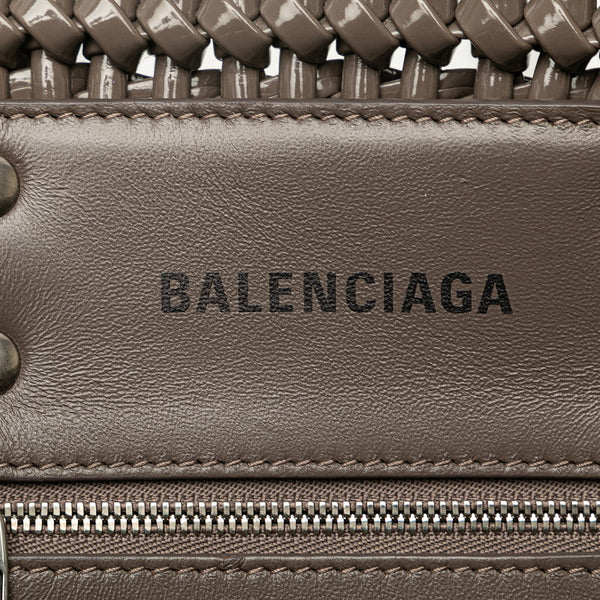 バレンシアガ ビストロバスケットXS ハンドバッグ ショルダーバッグ 2WAY 671342 グレー エナメル レディース BALENCIAGA 【中古】