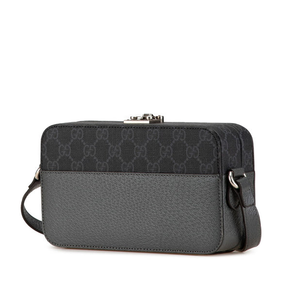 グッチ カットアウト インターロッキングG ショルダーバッグ 725341 グレー ブラック PVC レザー レディース GUCCI 【中古】