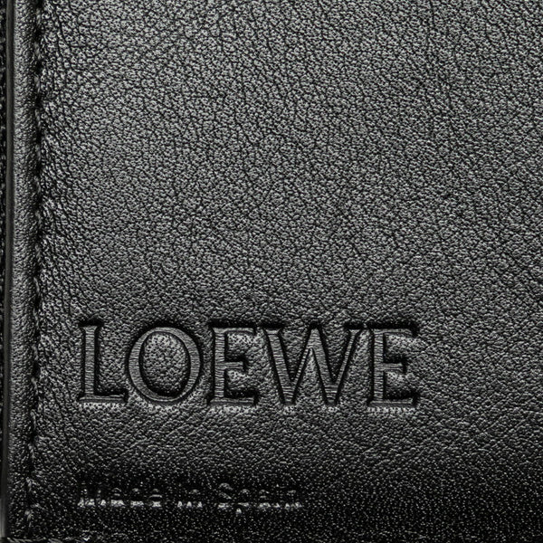 ロエベ アナグラム 二つ折り財布 コンパクトウォレット ブラック レザー レディース LOEWE 【中古】