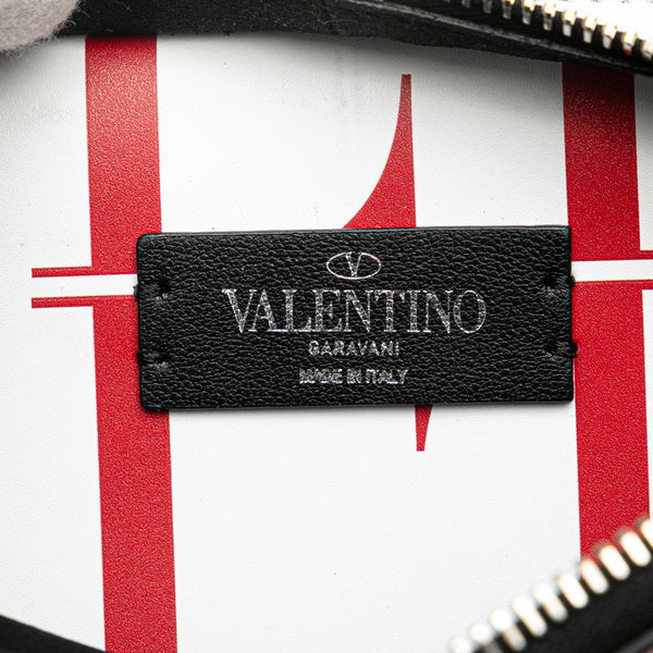 ヴァレンティノ VLTN タイムズ ボディバッグ ウエストバッグ ホワイト レッド レザー レディース VALENTINO 【中古】