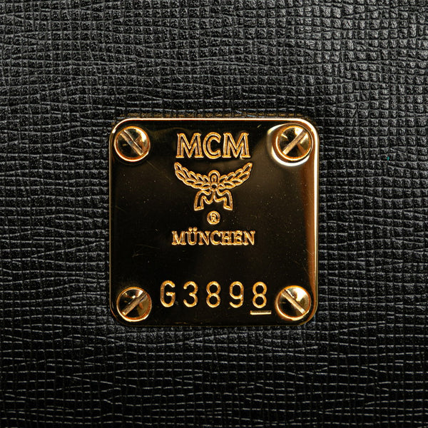 エム シー エム スタッズ ハンドバッグ G3898 ブラック ゴールド レザー レディース MCM 【中古】