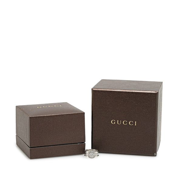 グッチ GGロゴ アイコン トワール ダイヤモンド リング 指輪 #8 K18WG ホワイトゴールド レディース GUCCI 【中古】