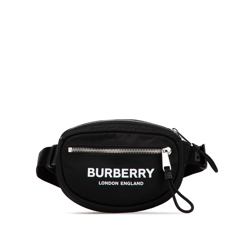 バーバリー ロゴプリント ボディバッグ ウエストバッグ ブラック ナイロン レディース BURBERRY 【中古】