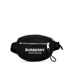 バーバリー ロゴプリント ボディバッグ ウエストバッグ ブラック ナイロン レディース BURBERRY 【中古】