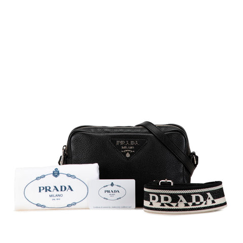 プラダ ヴィッテロダイ 斜め掛け ショルダーバッグ  ブラック レザー レディース PRADA 【中古】