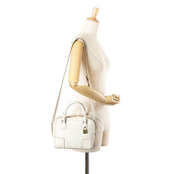ロエベ アマソナ19 ショルダーバッグ ハンドバッグ 2WAY ホワイト レザー レディース LOEWE 【中古】