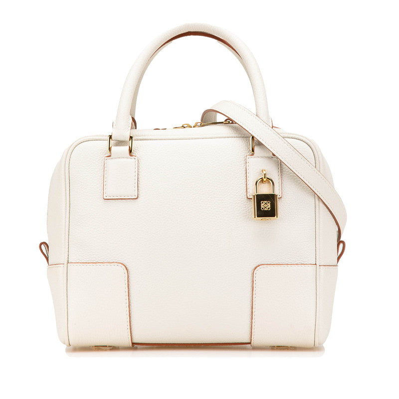 ロエベ アマソナ19 ショルダーバッグ ハンドバッグ 2WAY ホワイト レザー レディース LOEWE 【中古】