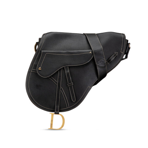 ディオール サドルバッグ ショルダーバッグ ブラック レザー レディース Dior 【中古】