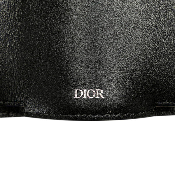 ディオール オブリーク 三つ折り財布 ネイビー ベージュ キャンバス レザー レディース Dior 【中古】