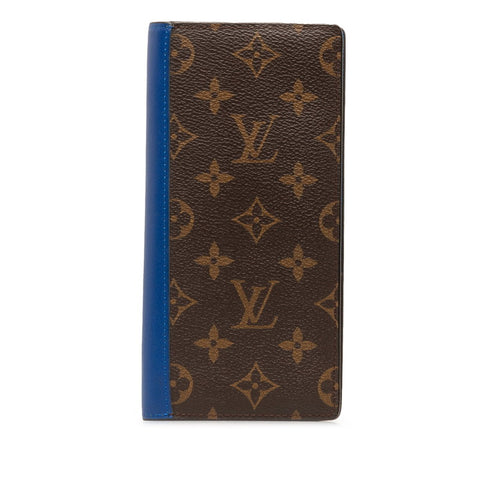 ルイ ヴィトン モノグラム マカサー ポルトフォイユ ブラザ 長財布 ブラウン PVC レザー レディース LOUIS VUITTON 【中古】