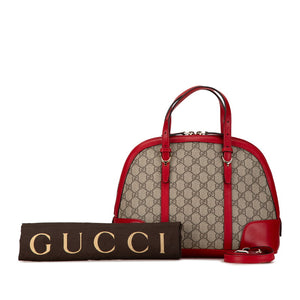 グッチ GGスプリーム ハンドバッグ ショルダーバッグ 2WAY 309617 ベージュ レッド PVC レザー レディース GUCCI 【中古】