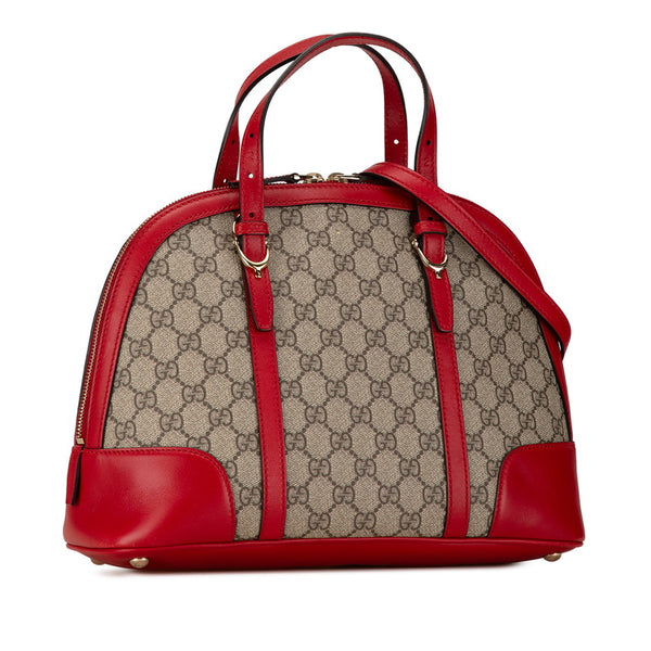 グッチ GGスプリーム ハンドバッグ ショルダーバッグ 2WAY 309617 ベージュ レッド PVC レザー レディース GUCCI 【中古】