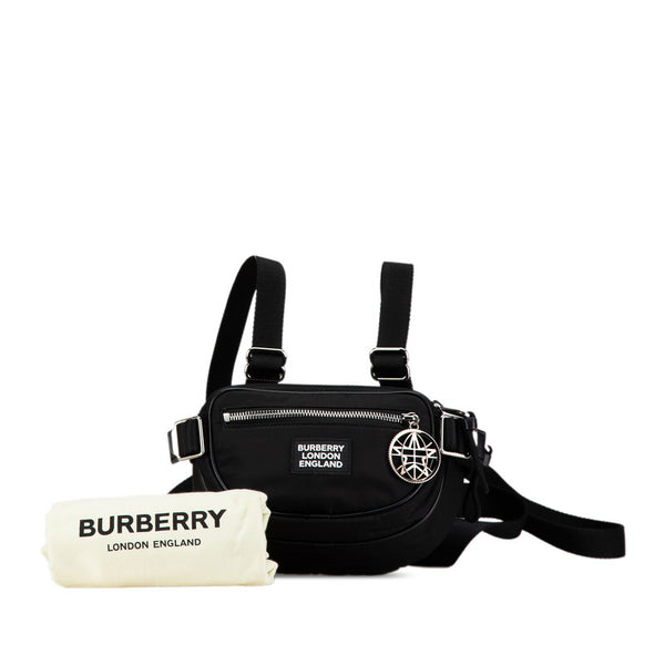 バーバリー ウエストバッグ クロスボディバッグ ブラック ナイロン レザー レディース BURBERRY 【中古】