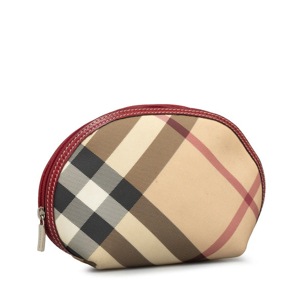 バーバリー ノバチェック 化粧ポーチ ベージュ PVC レディース BURBERRY 【中古】