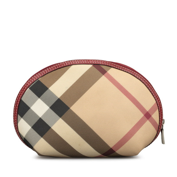 バーバリー ノバチェック 化粧ポーチ ベージュ PVC レディース BURBERRY 【中古】