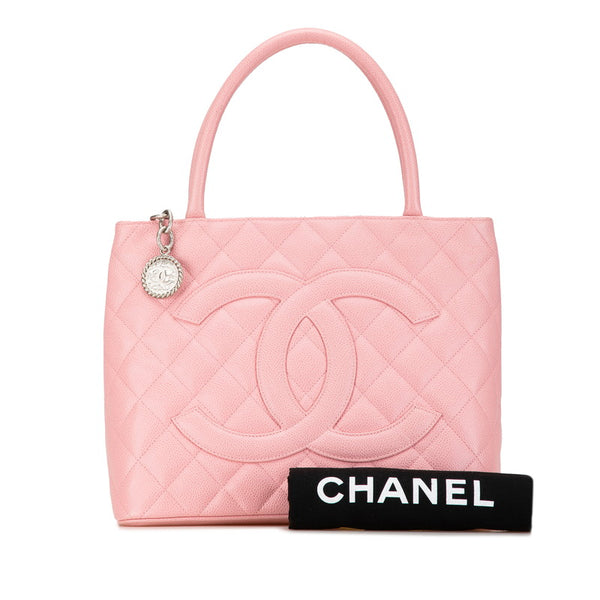 シャネル 復刻トート ココマーク トートバッグ A01804 ピンク キャビアスキン レディース CHANEL 【中古】