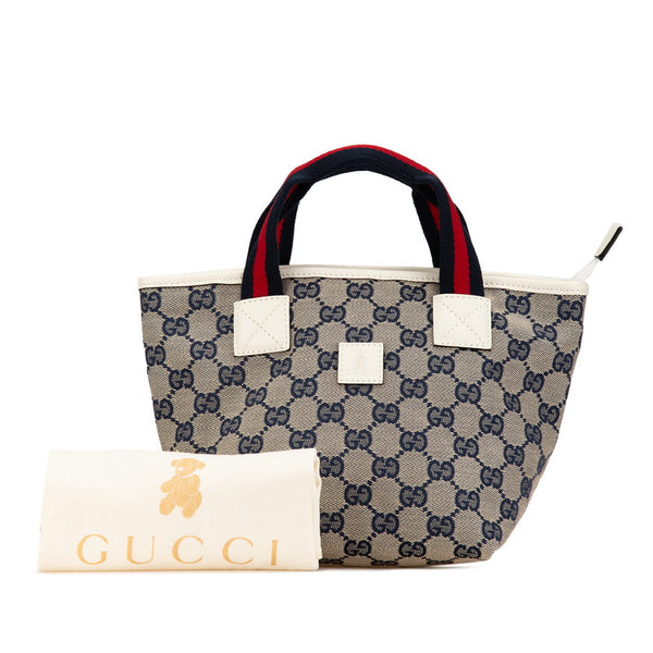 グッチ GGキャンバス シェリーライン ミニハンドバッグ 284728 ネイビー キャンバス レザー レディース GUCCI 【中古】