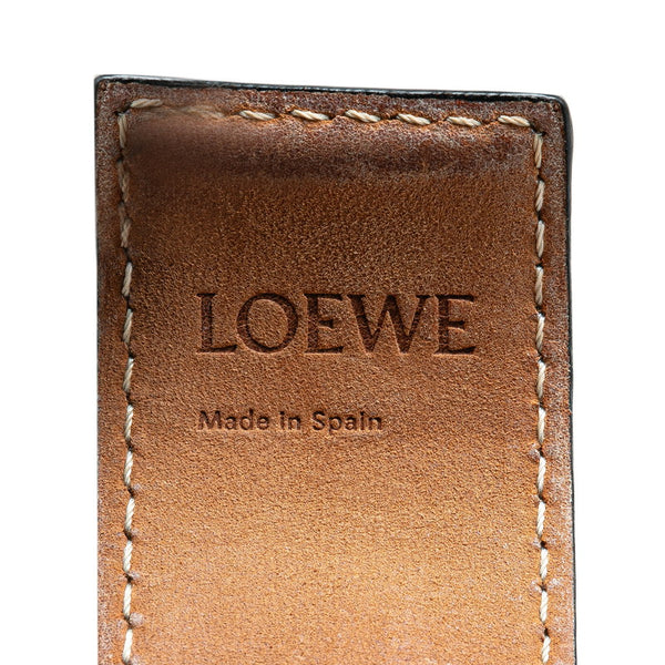 ロエベ アナグラムロゴ スラップ スモール ブレスレット バングル タン レザー レディース LOEWE 【中古】