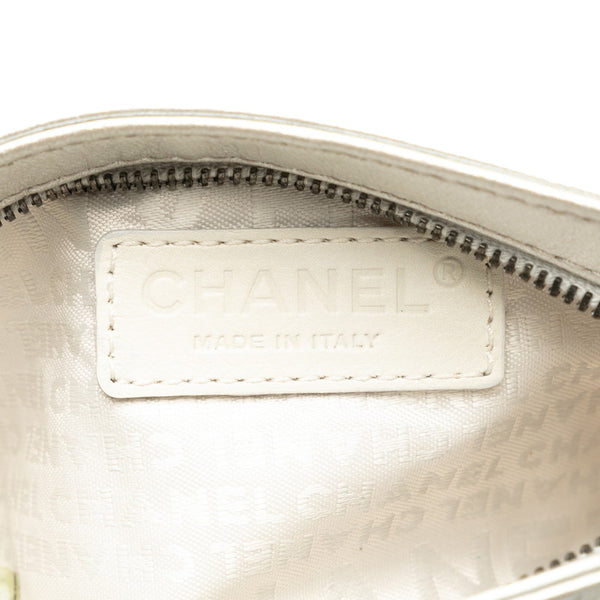 シャネル カメリア チェーン ハンドバッグ シルバー レザー レディース CHANEL 【中古】