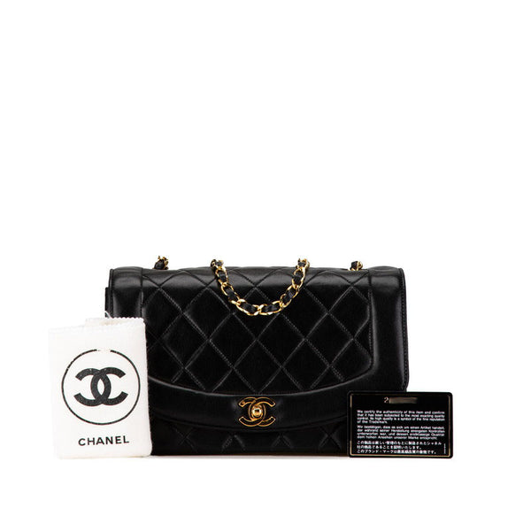 シャネル ダイアナ25 ココマーク チェーン ショルダーバッグ  ブラック ゴールド ラムスキン レディース CHANEL 【中古】